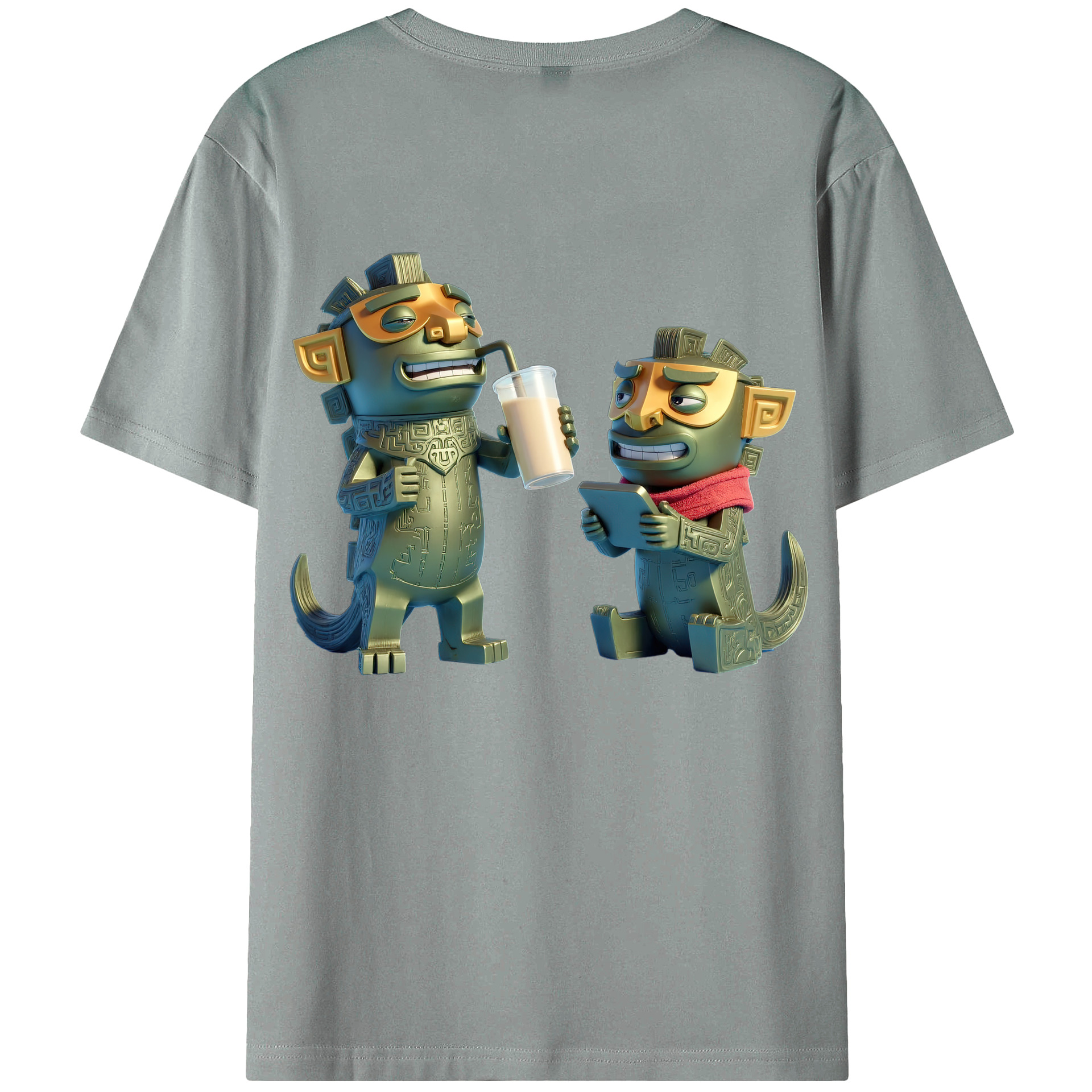 （画像用） Ne Zha 2 ナタ 魔童の大暴れ 綿100％ メンズ半袖Tシャツ（バックプリント） 通気性